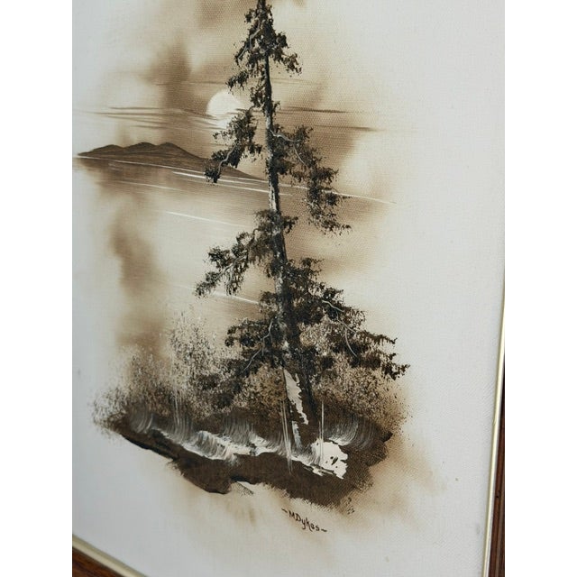 1990s Vintage Signed M. Dykes Original Landscape Painting on Canvas, Framed For Sale - Image 5 of 6