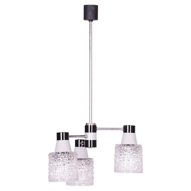 Mid-Century Czech Chandelier in Chrome and Opaline Glass attributed to Drukov, 1970s For Sale - Image 13 of 13