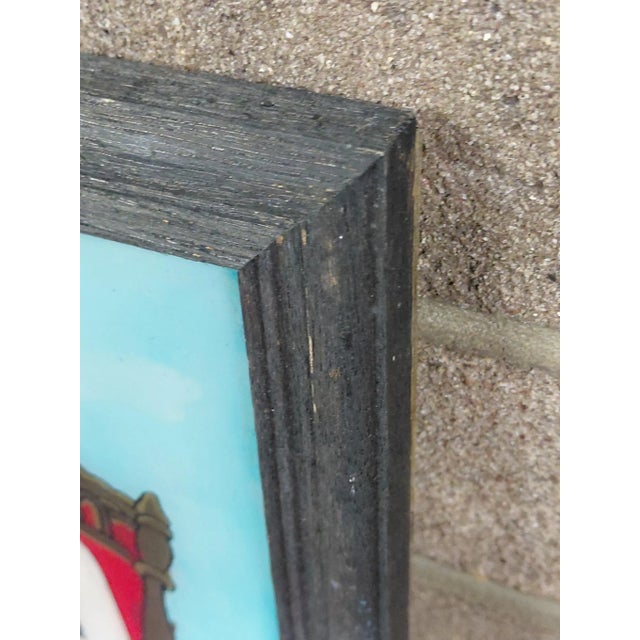 Blue Framed Punakawan Petruk Becomes a King Reverse Glass Painting For Sale - Image 8 of 9