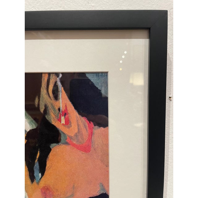 Funky Contemporary Abstract Nude Print. Features vibrant color palette and crisp white mat with simple black frame. Fun...