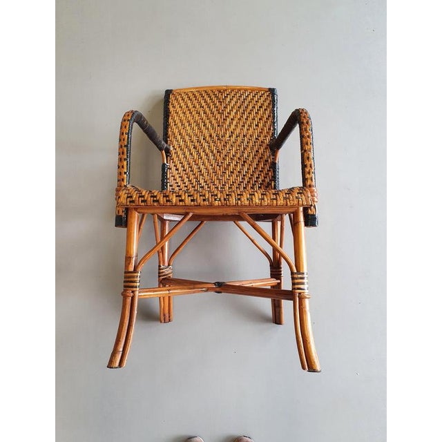 Wood Rattan Bamboo Dining Chairs, Set of 4 For Sale - Image 7 of 12