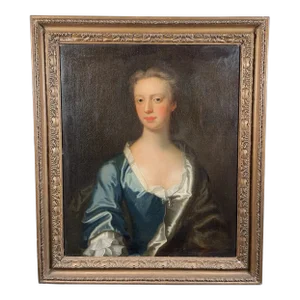 Antique Godfrey Kneeler Oil Portrait Painting of English Lady, Framed