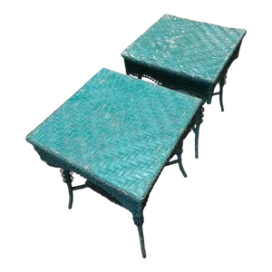 19th Century Antique Heywood Wakefield Wicker Tables - Pair