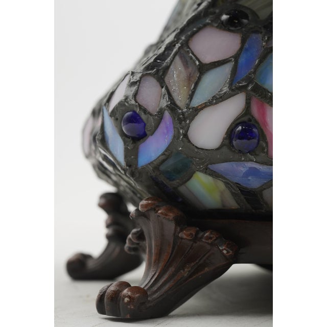 1980s Tiffany Style Stained Leaded Glass Lamp For Sale In Philadelphia - Image 6 of 13