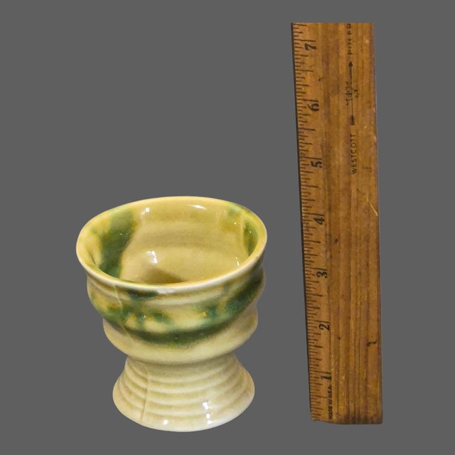Olive Vintage Stoneware Rustic Set of Four Pedestal Cups "Retos Irish Country Pottery" - Set of 4 For Sale - Image 8 of 9