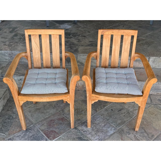 Ash & Ember Sage Teak Wood Outdoor Chairs, Pair For Sale - Image 4 of 12