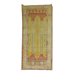 Early 20th Century Antique Turkish Yellow Prayer Scrolle Niche Rug