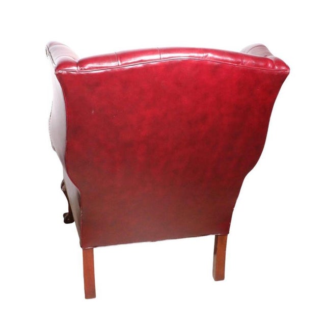 Chesterfield Wingback Leather Chair & Matching Ottoman by Hancock and Moore For Sale In Raleigh - Image 6 of 12