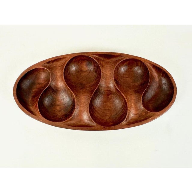 Mid-Century Modern Danish Teak Oval Serving Tray from Laur Jensen, 1960s For Sale - Image 3 of 7