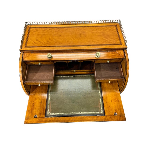 Late 19th Century English Satinwood Roll Top Desk, Circa 1890 For Sale - Image 10 of 14