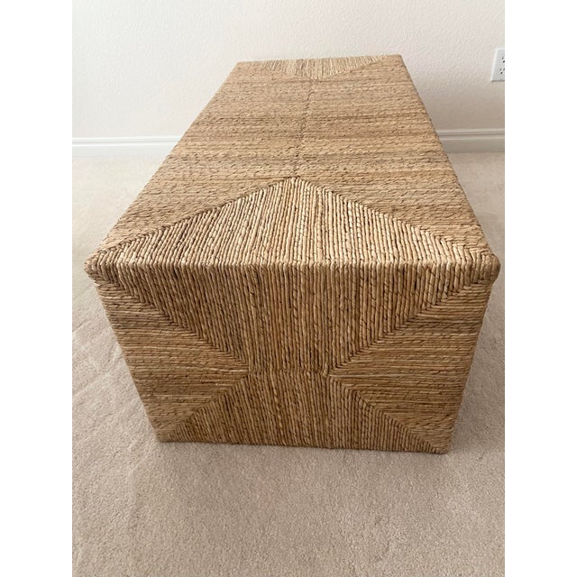 Coastal Pottery Barn Malibu Rectangular Seagrass Woven Coffee Table Excellent Mint Condition For Sale - Image 3 of 15