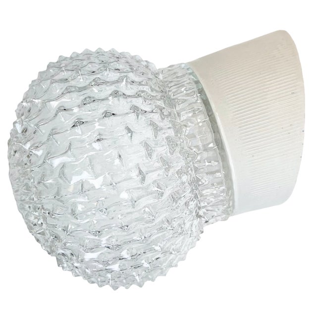 Vintage White Porcelain Wall Light, 1970s For Sale