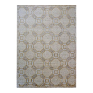 Nepalese Modern Wool & Silk 9X12 Gray, Tan & Ivory Handmade Area Rug #1143861 For Sale