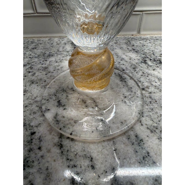 Vintage Italian Hand-Blown Art Glass Decanter With Gold Accents, Murano Style For Sale - Image 9 of 9
