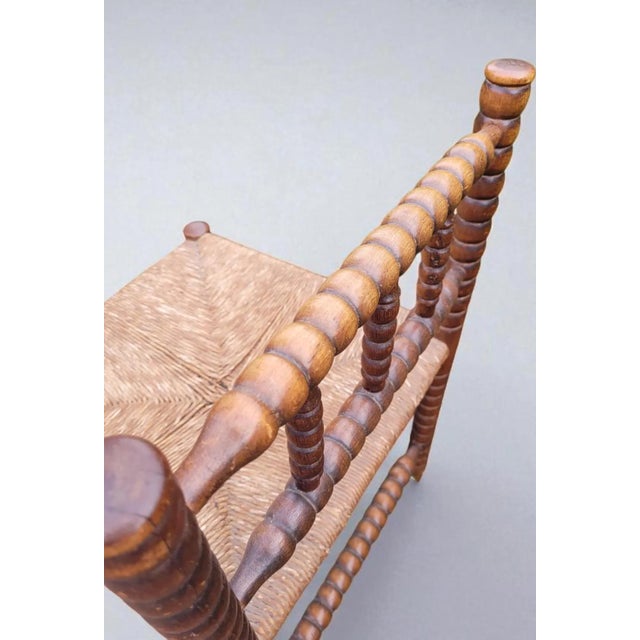 Antique Dutch Bobbin Corner Chair in Oak, 1890s For Sale - Image 4 of 7