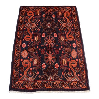 Afghan Baluchi Hand Knotted Tribal Wool Rug For Sale