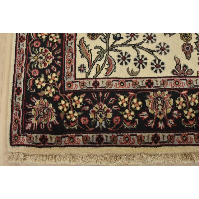 Fine Sarouk Rug 4′ X 6’1” Ivory Wool Traditional Hand-Knotted Oriental Carpet For Sale - Image 9 of 12