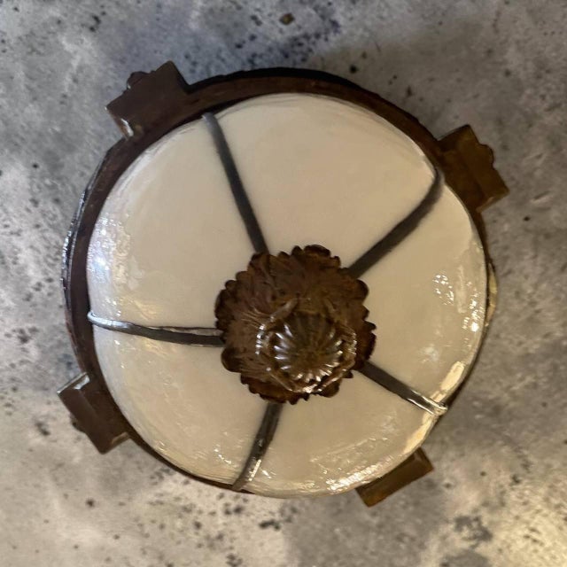 1900 Caldwell Neoclassical Pendant Gilt Plaster and Glass For Sale In New York - Image 6 of 6