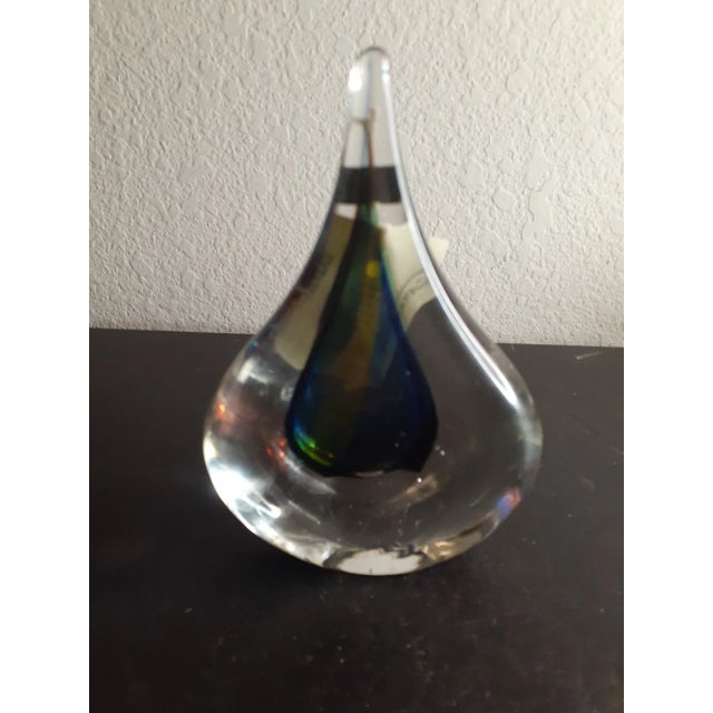 Glass Signed Marian Pyrcak Mp Poland Sommerso Teardrop Paperweight For Sale - Image 7 of 7
