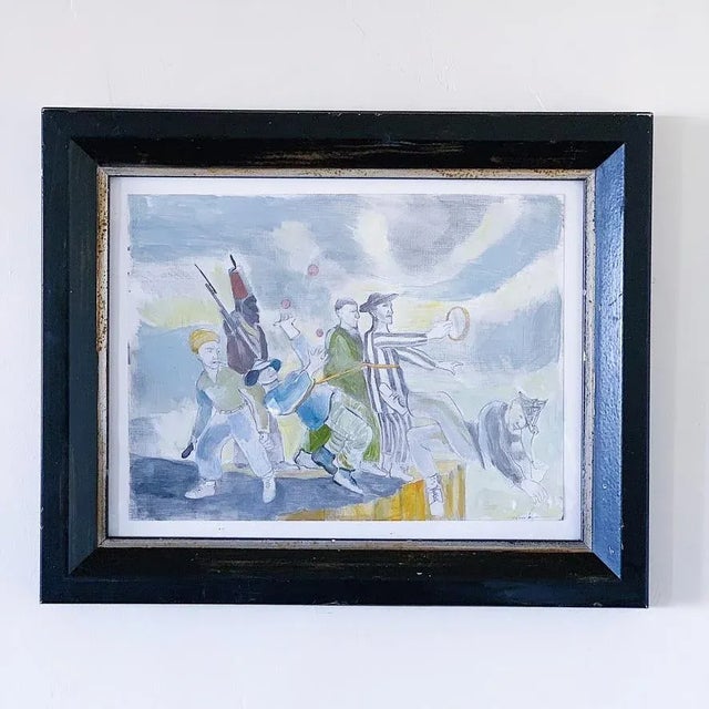 Paint Late 20th Century Expressionist Figurative Original Painting by Paton Miller, Framed For Sale - Image 7 of 7
