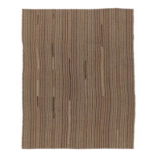 Vintage Persian Kilim, Rich Beige-Brown and Earth Tone Stripes - Rug & Kilim For Sale