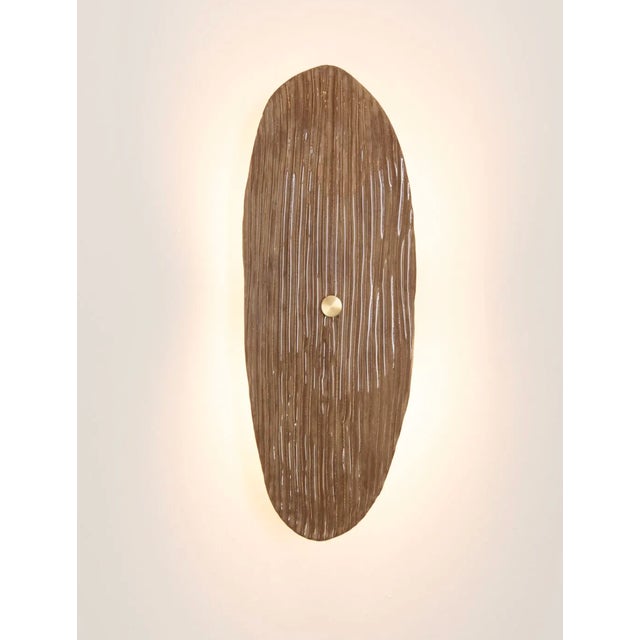 Modern Pair of Durga Sconces, Ceramic, Glazes, Brass & Lighting Components For Sale - Image 3 of 8
