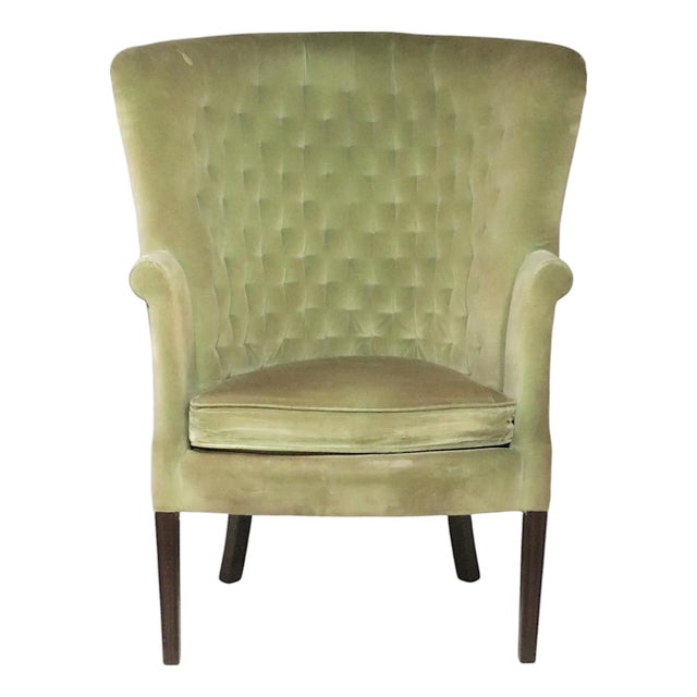 Mid 20th Century English Regency Revival Upholstered Wing Chair - Needs Reupholstery For Sale