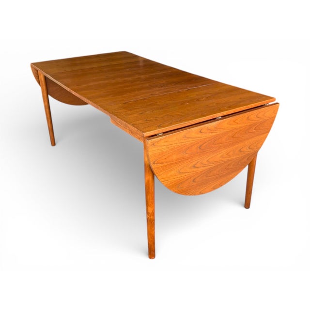 Vintage Danish Modern Teak Dining Table With Carved Tapered Legs For Sale - Image 14 of 18