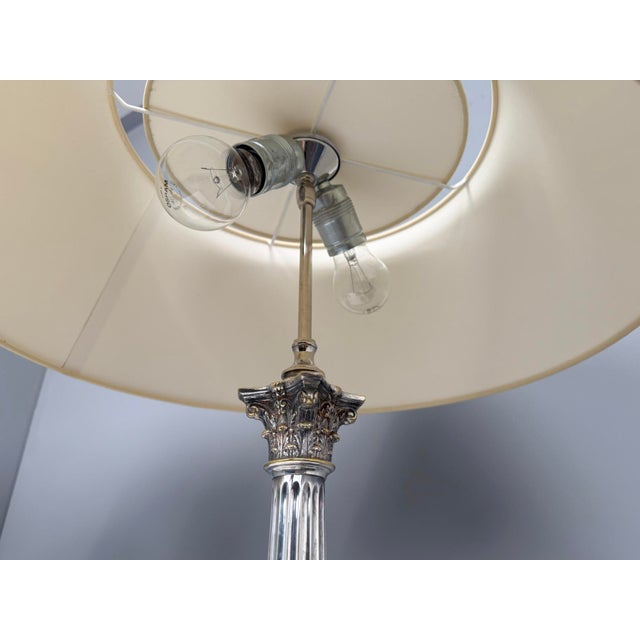 Silver Silver-Plated Table Lamps with Corinthian Columns, England, 1970s, Set of 2 For Sale - Image 8 of 11