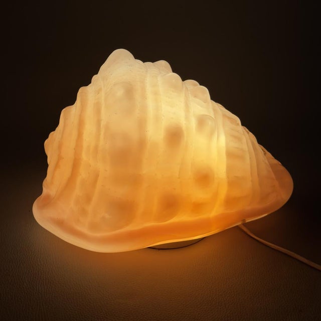 Pink Murano Glass Shell Table Lamp from Mazzega, 1970s For Sale - Image 4 of 18