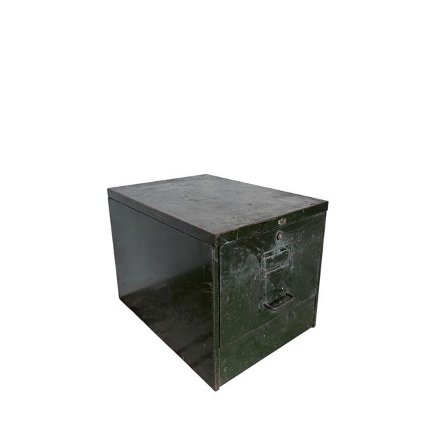 Metal Vintage Industrial Military Filing Cabinet in Green Steel For Sale - Image 7 of 9