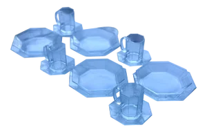 French "Octime" Art Deco Luncheon or Dessert Set for Four | Arcoroc, 16 Pieces