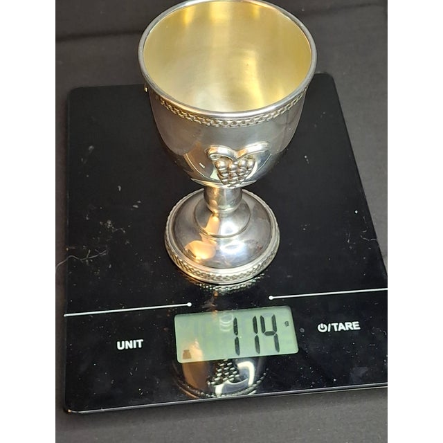 Vintage Israeli Sterling Silver Kiddush Cup Grape Cluster Goblet Gold Wash 114g For Sale - Image 14 of 15