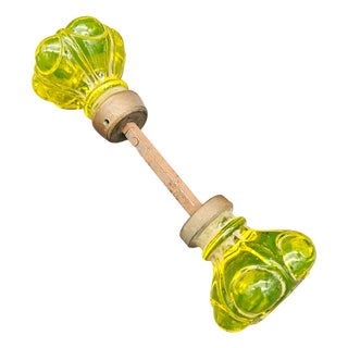 Antique Door Handles in Uranium Glass, 1880s-1900s For Sale