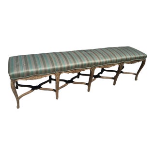 Vintage 10-Legged French Carved Bench For Sale