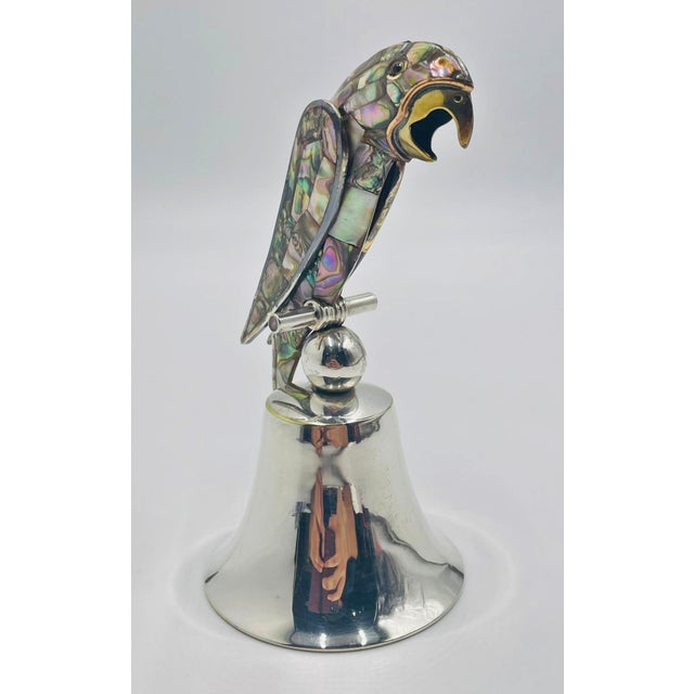 Emilia Castillo 1970s Mexican Silver Plated & Abalone Parrot Bell in the Style of Emilia Castillo For Sale - Image 4 of 18