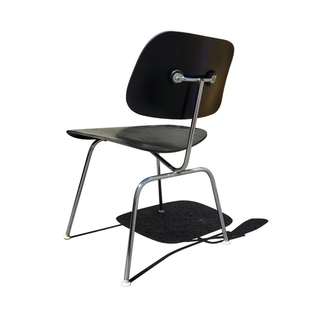 A Black Mid-Century Modern Eames Dcm Chairs For Sale In Charlotte - Image 6 of 10
