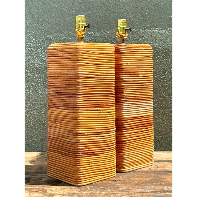 Vintage Pencil Reed Table Lamps - A Pair For Sale - Image 9 of 14