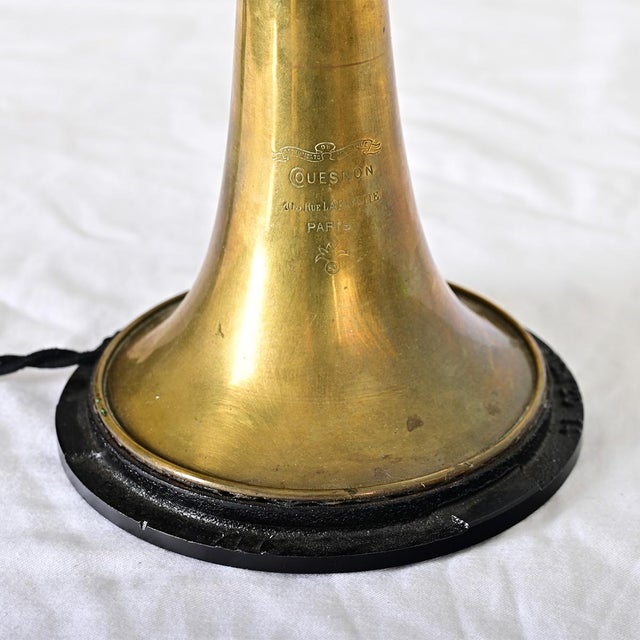 Early 20th Century French Vintage Brass Couesnon Trumpet Lamp For Sale - Image 4 of 9