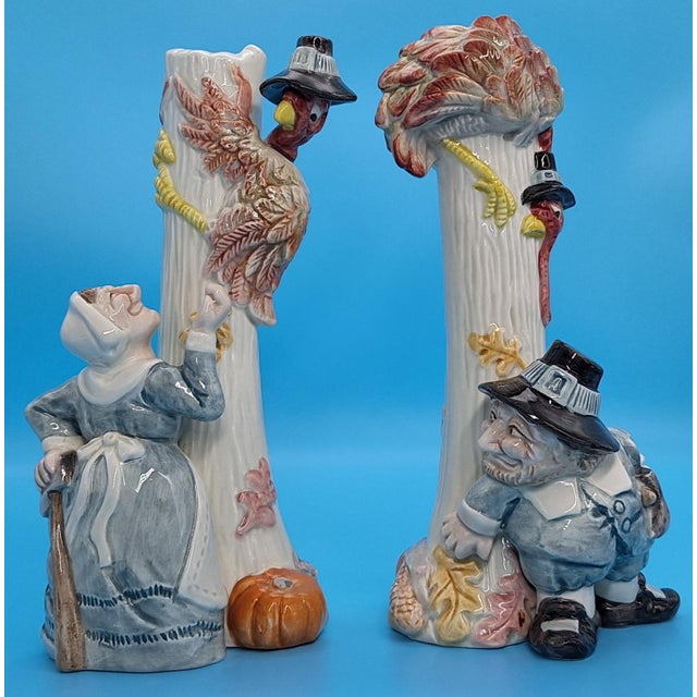 Last Chance!Vintage Fitz and Floyd Pilgrims Progress Candlestick Holders - A Pair For Sale - Image 11 of 12