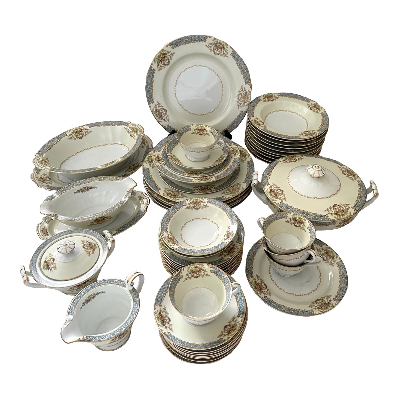 Vintage Noritake "Chevonia" China Dinnerware 51 Piece Set Chairish