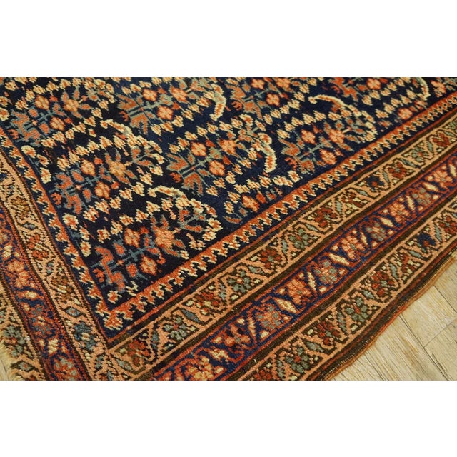 1900s Navy Paisley Tribal Antique Persian Afshar Saddle Rug 3'2" X 3'4" Knotted Wool Carpet For Sale - Image 11 of 12