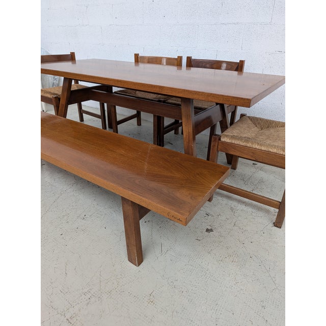 Walnut Torbecchia Dining Table and Chairs by Giovanni Michelucci for Poltronova, 1960s, Set of 6 For Sale - Image 10 of 11