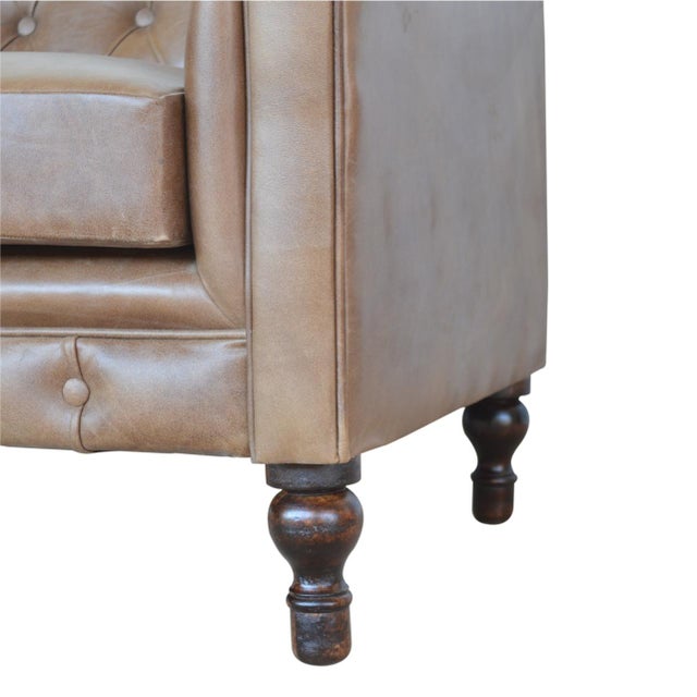 Two-Seater Leather Sofa With Tufted Detailing For Sale - Image 4 of 6