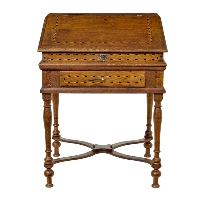 Baroque 19th Century Dutch Inlaid Oak Writing Slope, 1800 For Sale - Image 3 of 11