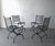 This is a great set of vintage Iron garden chairs. The chairs feature nice woven metal seats, ladder backs and arched...