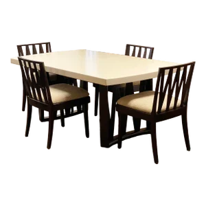 1950s Paul Frankl for the Johnson Furniture Company Mahogany and White Cork Dining Set – Set of 5