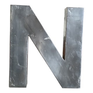 Timothy Oulton Distressed Aluminum Letter N For Sale