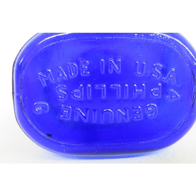 Glass Phillips Milk of Magnesia Medicine Bottle Cobalt Blue Genuine Made in Usa 4491c For Sale - Image 7 of 11