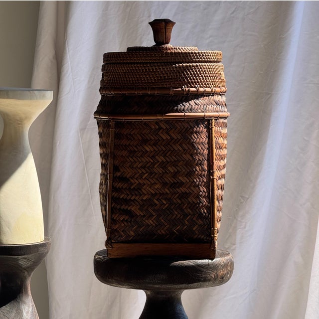 Large Indonesian Wicker Fishing Basket with Lid For Sale - Image 13 of 18